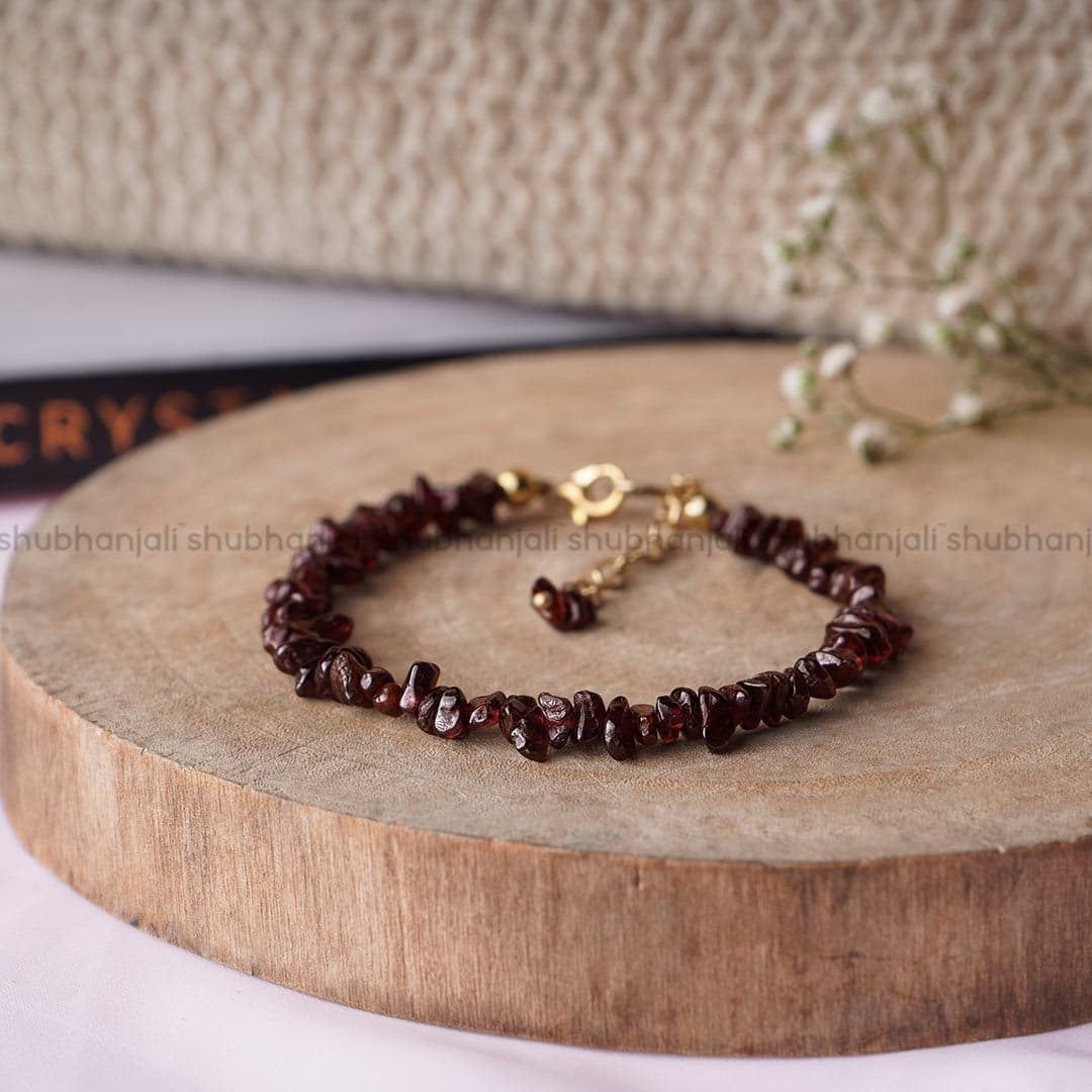 Garnet Chips Chain Bracelet