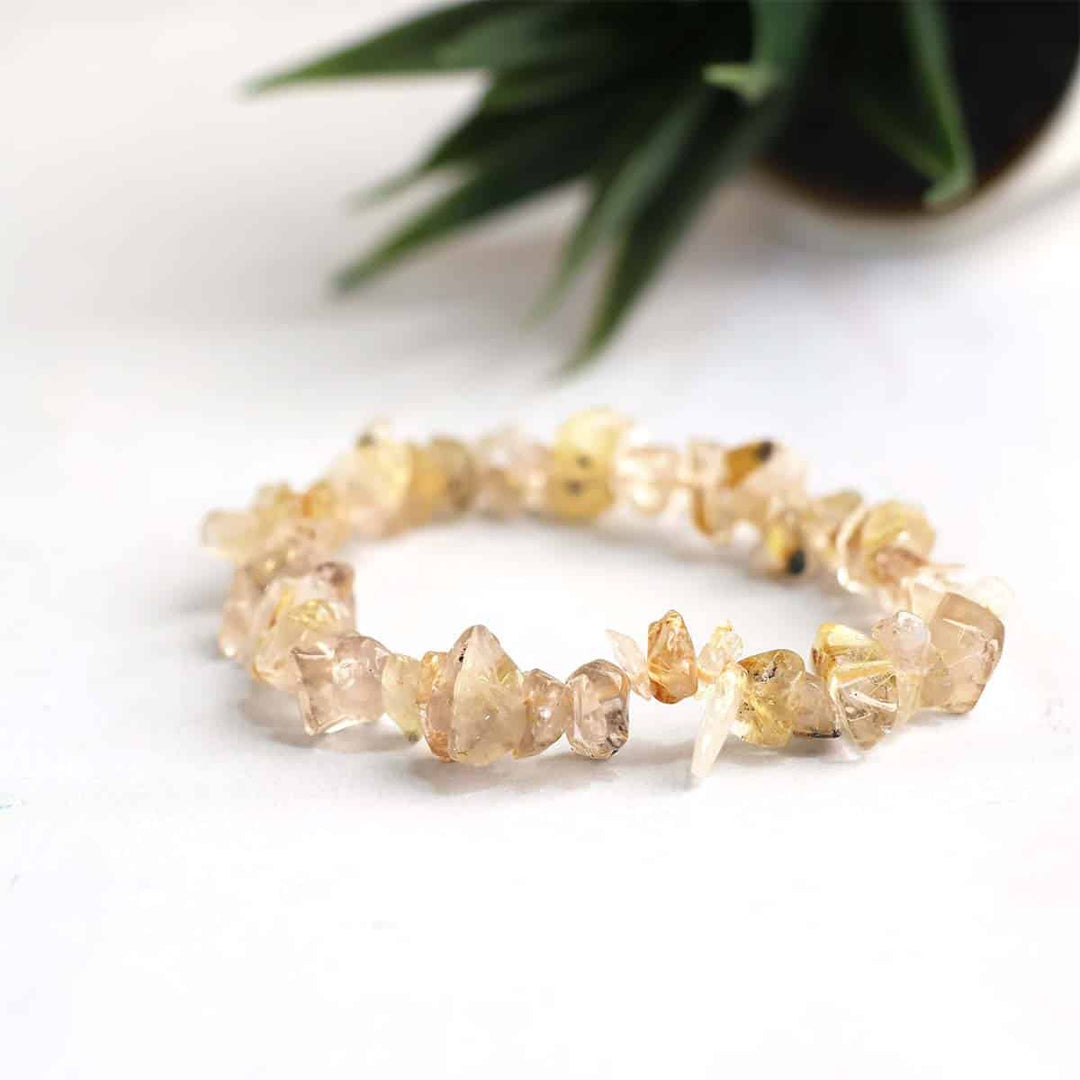 Golden Rutile Chips Stone Bracelet