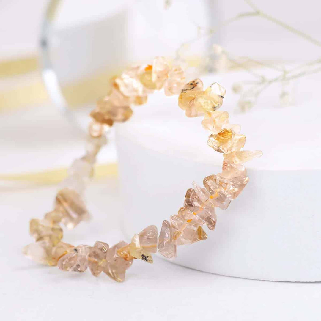 Golden Rutile Chips Stone Bracelet