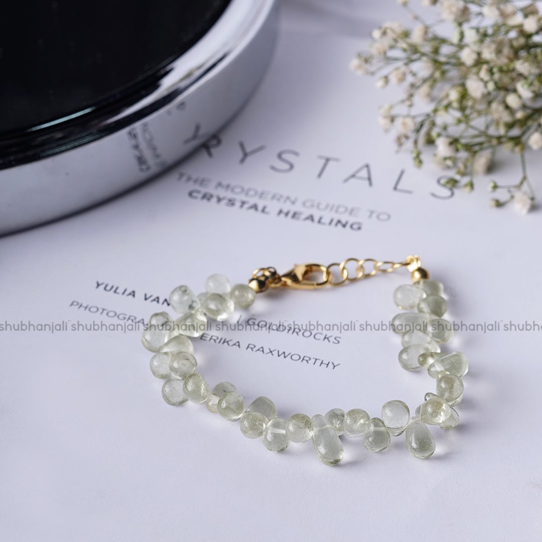 Green Amethyst Tear Drop Beads Bracelet