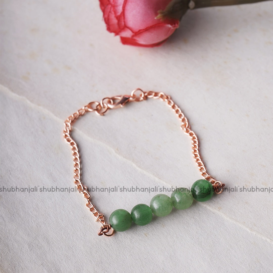 Green Aventurine Five Beads Bracelet