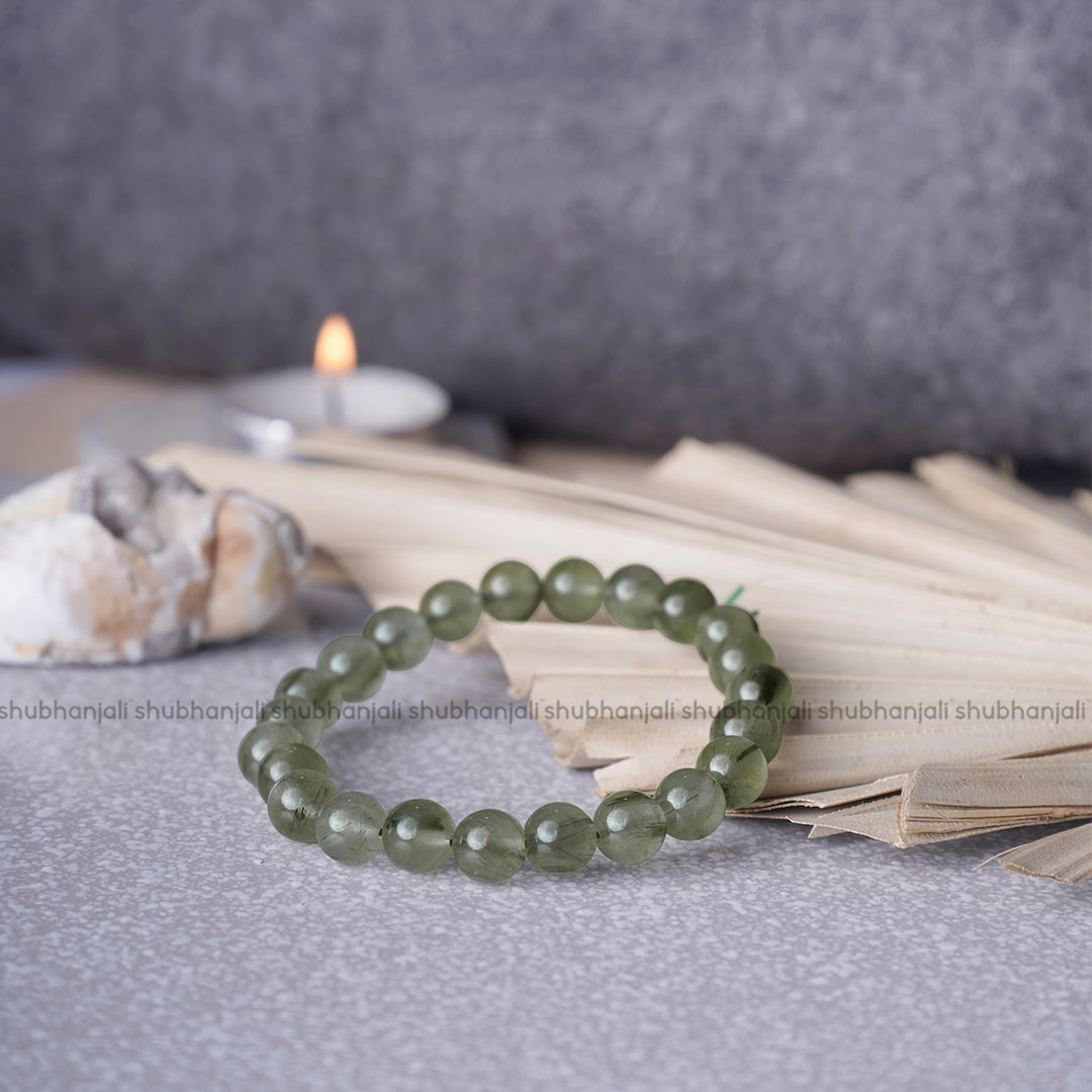 Premium Green Rutile Round 8mm Bracelet