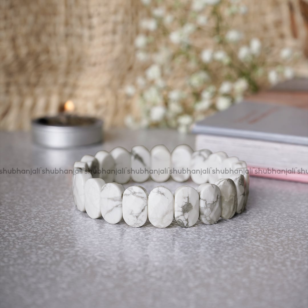 Howlite Oval Faceted Bracelet