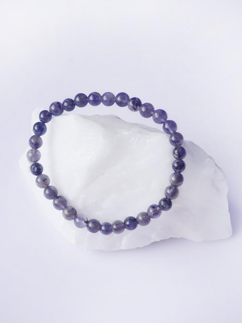 Iolite 6 mm Round Stone 32 Beads Elastic Bracelet