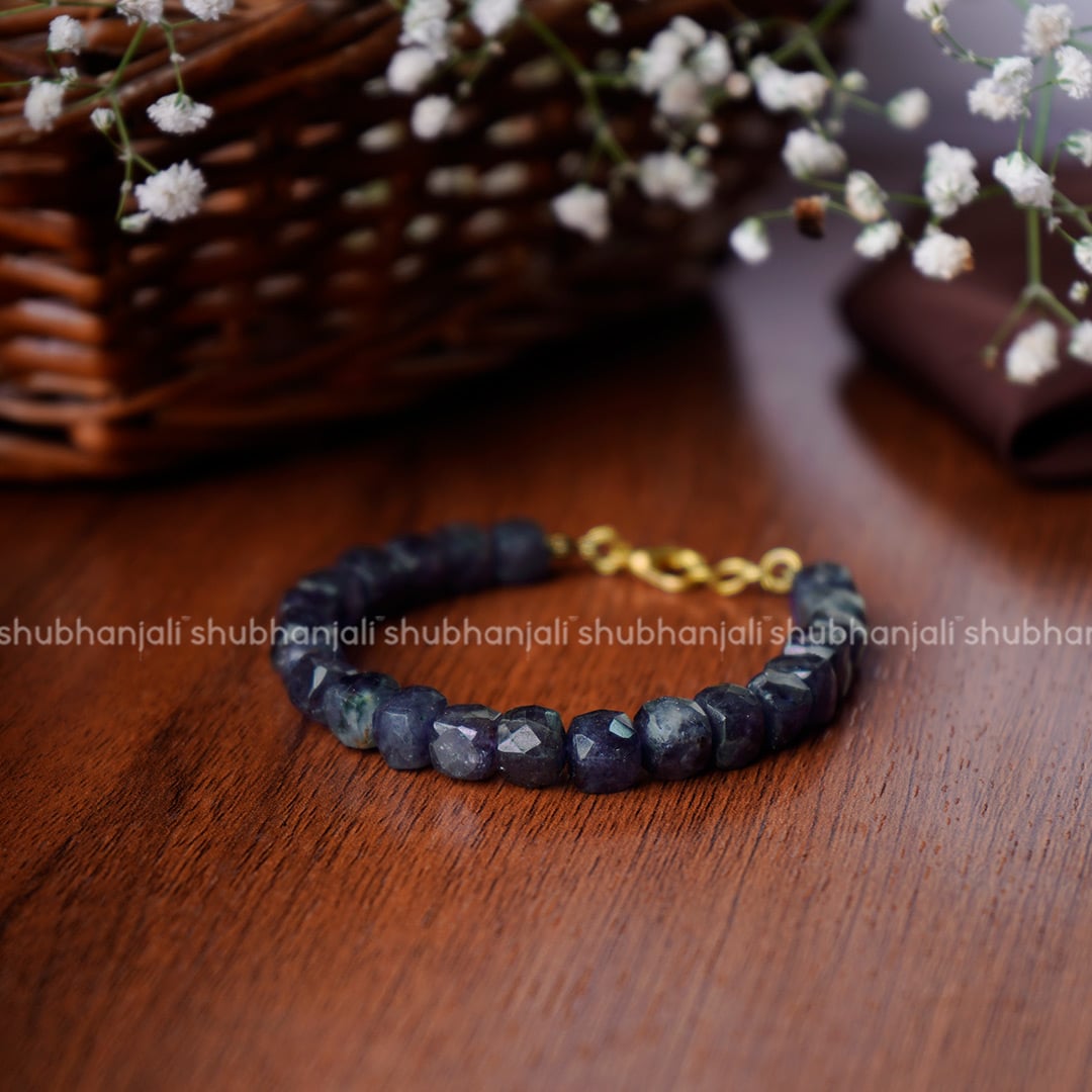 Iolite Cube Beads Bracelet