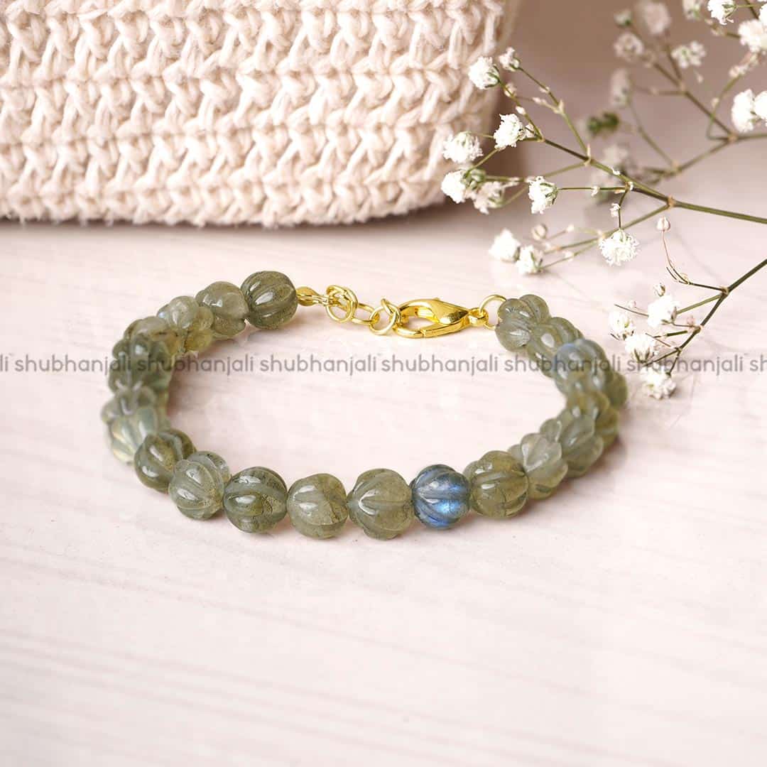 Labradorite Watermelon Shape Beads Bracelet