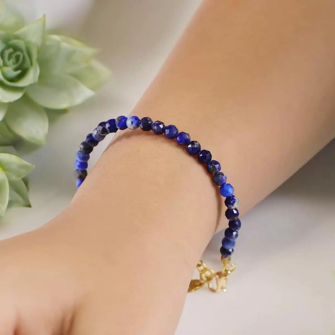 Lapis Lazuli Bracelet In 4mm Faceted Beads