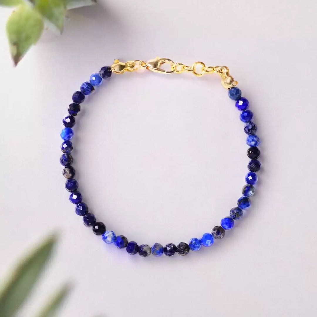 Lapis Lazuli Bracelet In 4mm Faceted Beads