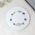 Load image into Gallery viewer, Lapis Lazuli Chips Hamsa Hand Charm Chain Bracelet
