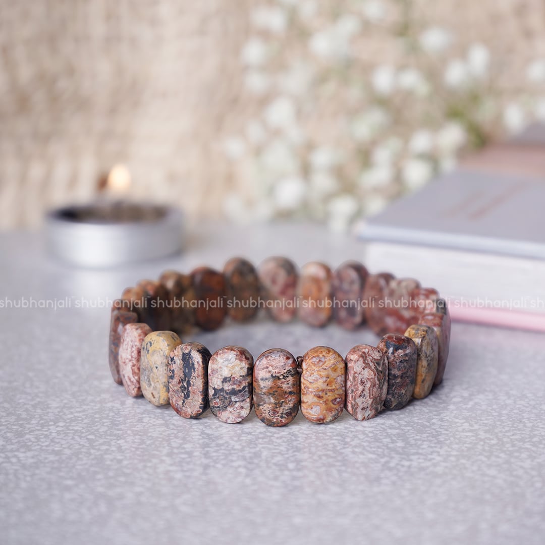 Leopard skin Jasper Oval Faceted Bracelet