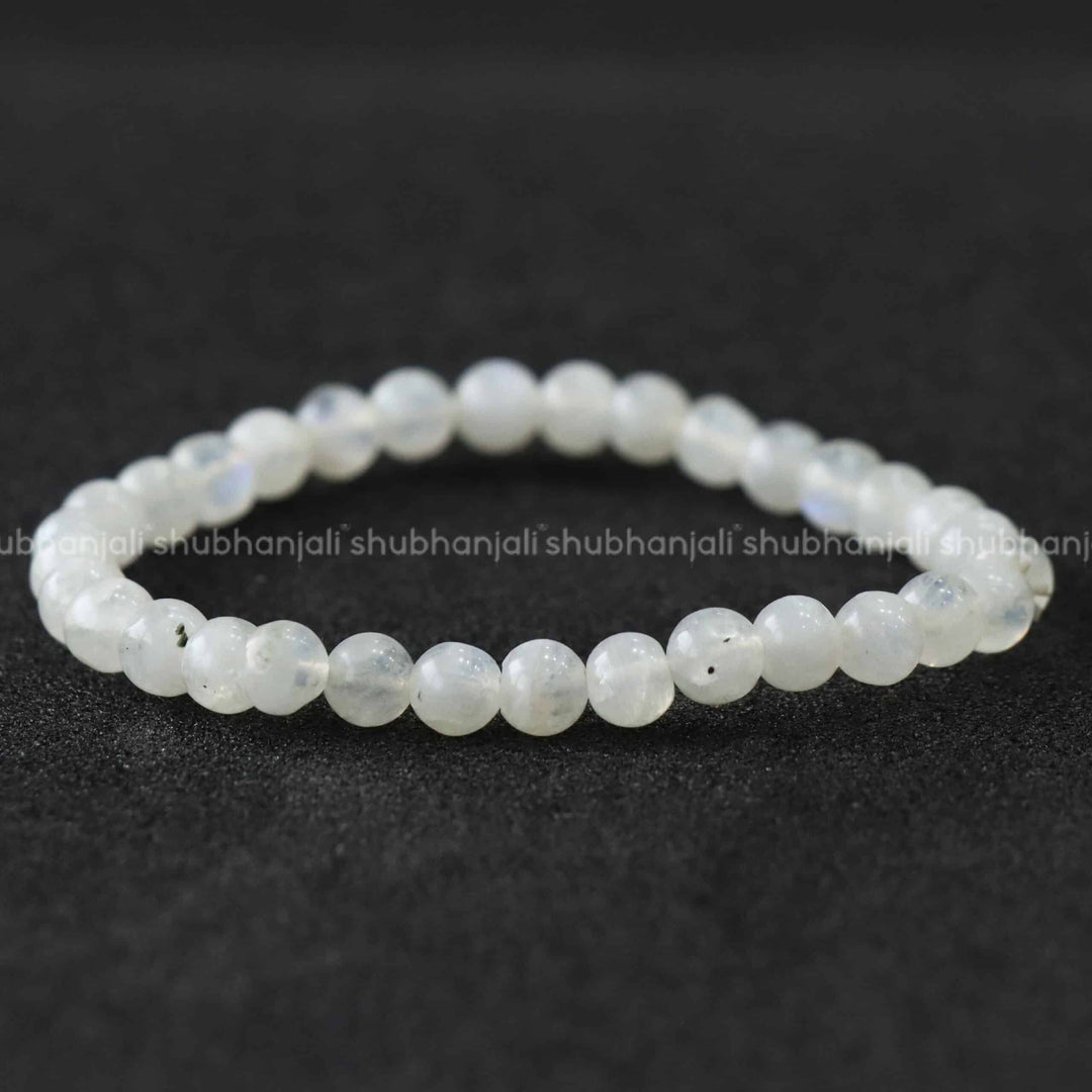 6 mm Round Moon Stone 32 Beads Elastic Bracelet For Crystal, Girl, Women Use