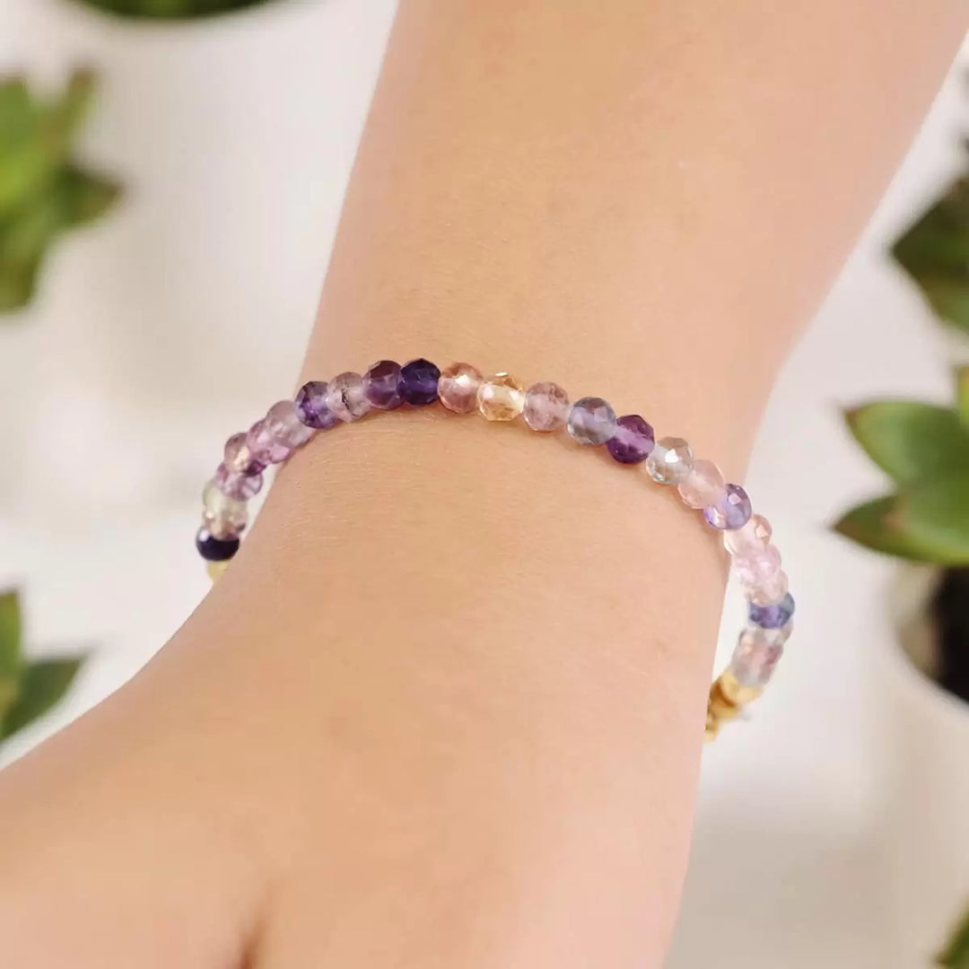 Multi Fluorite Bracelet In 4mm Faceted Beads