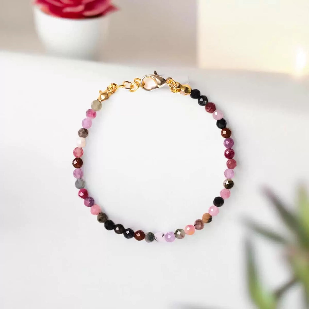 Multi Tourmaline Bracelet In 4mm Faceted Beads