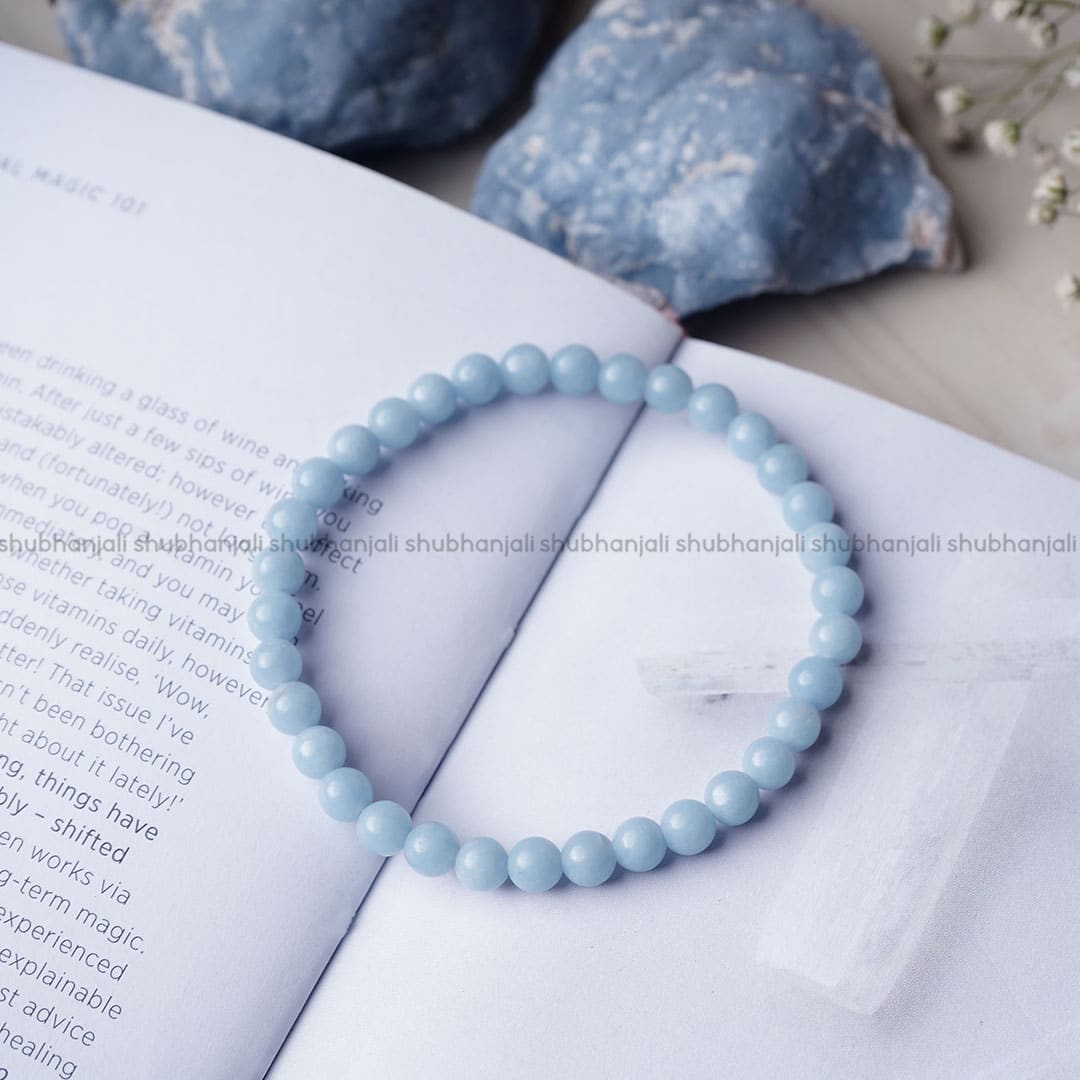 Angelite Round Beads Bracelet