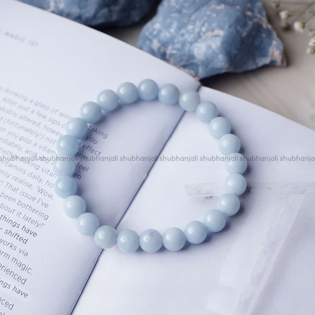 Angelite Round Beads Bracelet