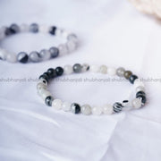 Black Routile Round Beads Bracelet