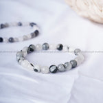 Load image into Gallery viewer, Black Routile Round Beads Bracelet
