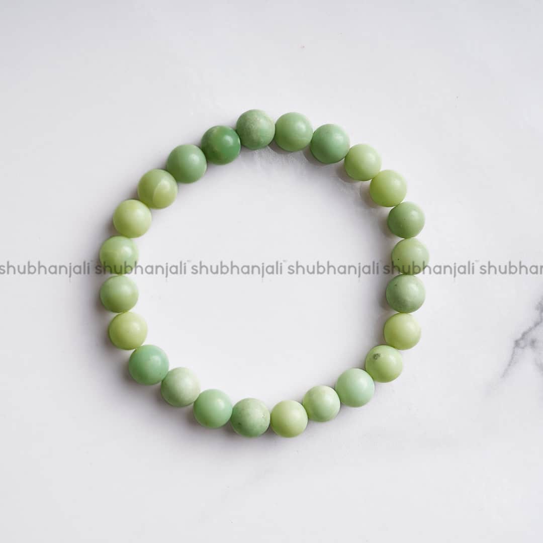 Chrysoprase Round Stone 8 MM 24 Beads Elastic Bracelet