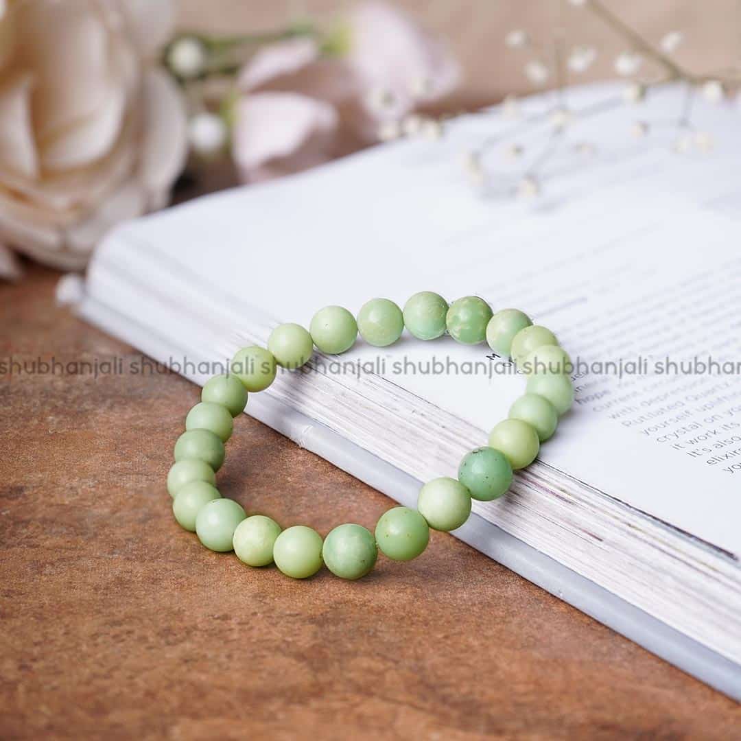 Chrysoprase Round Stone 8 MM 24 Beads Elastic Bracelet