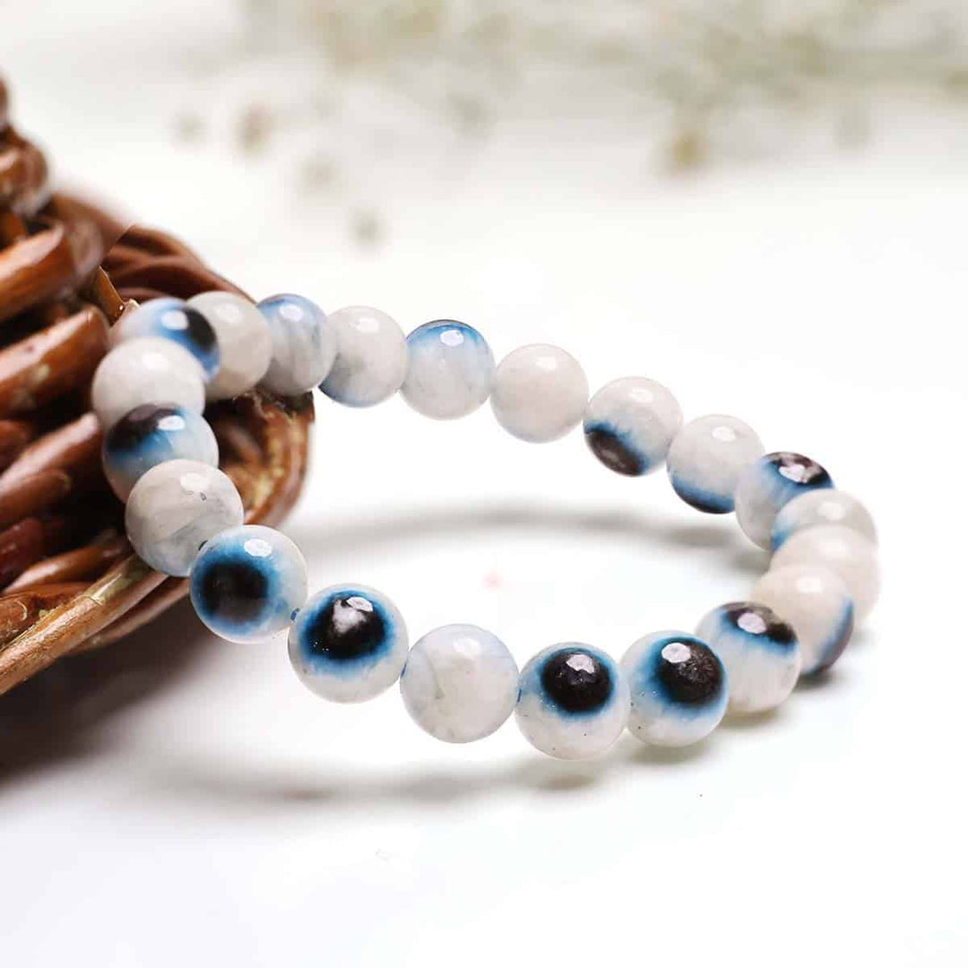 Natural Evil Eye Aragonite Bracelet