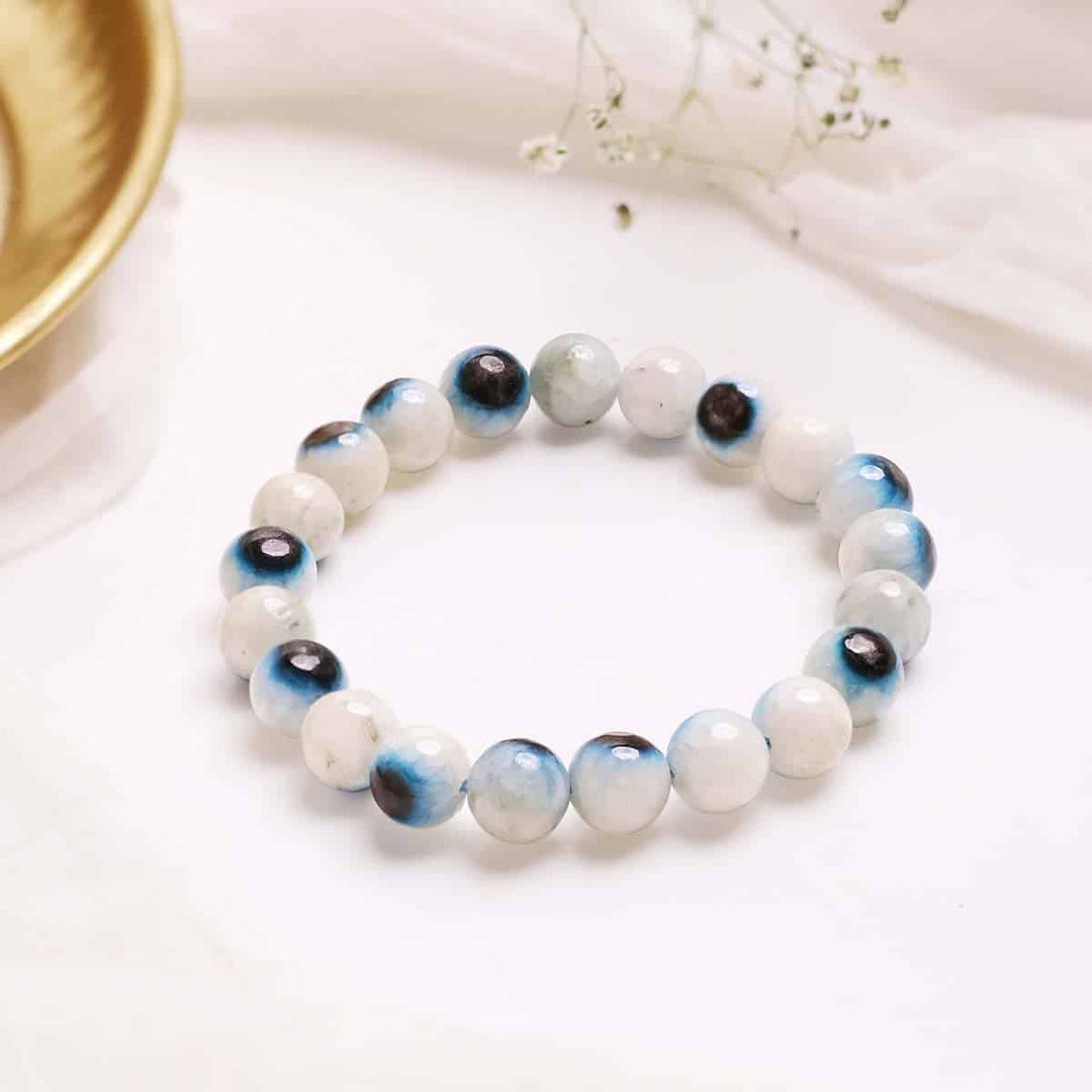 Natural Evil Eye Aragonite Bracelet