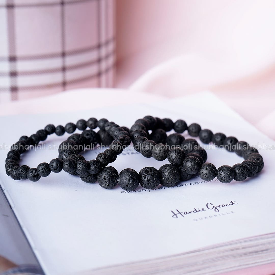 Lava Round Beads Stone Bracelet