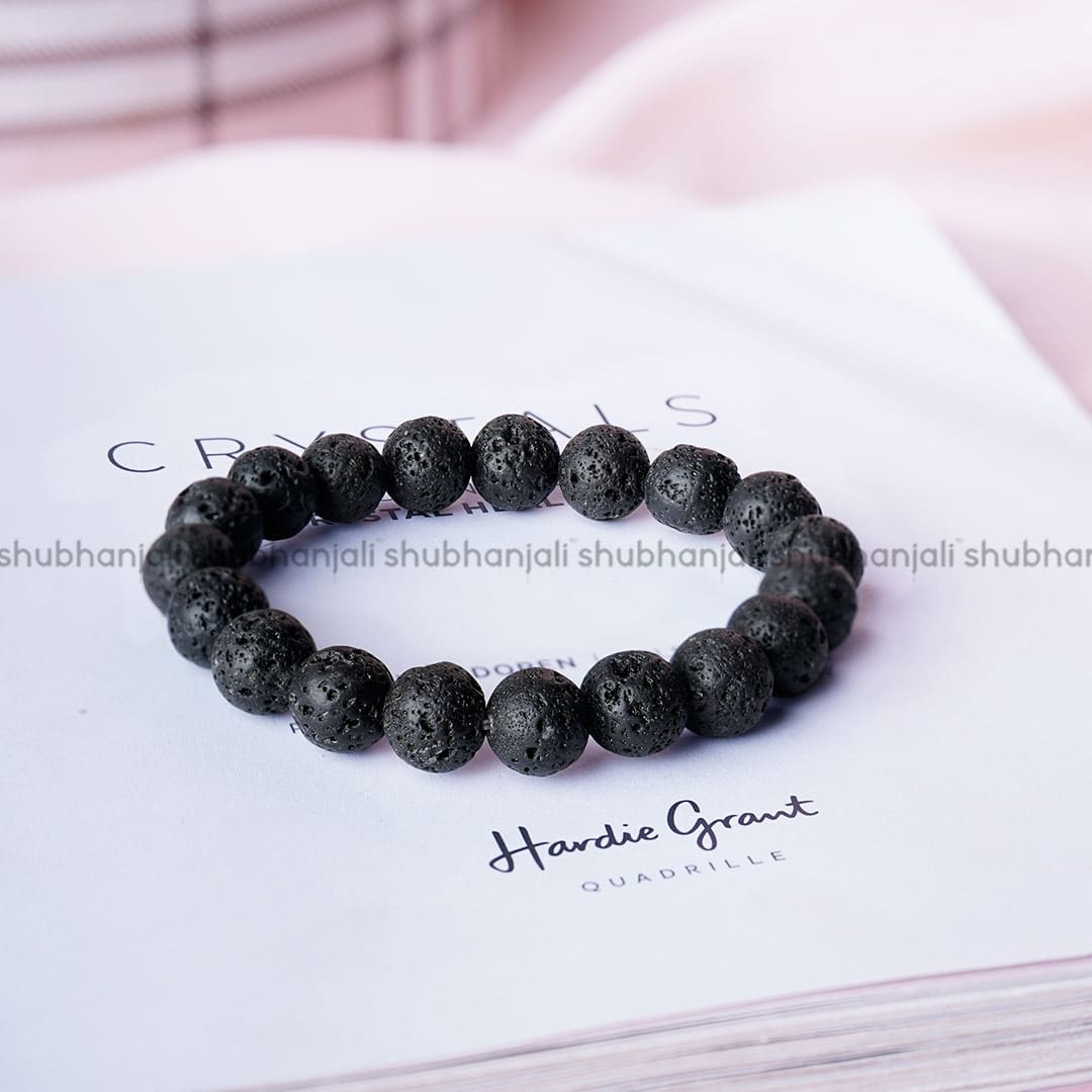 Lava Round Beads Stone Bracelet