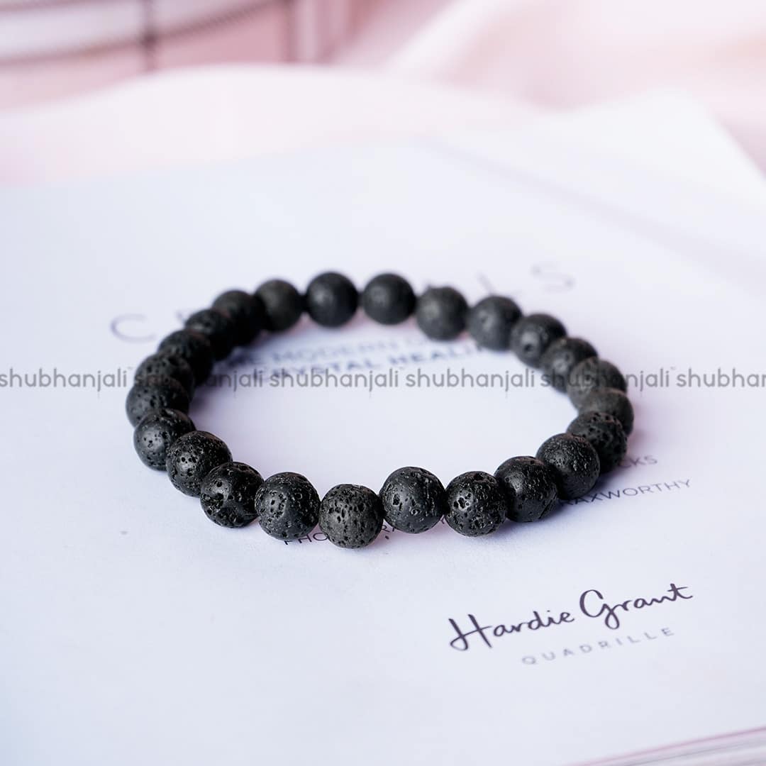 Lava Round Beads Stone Bracelet