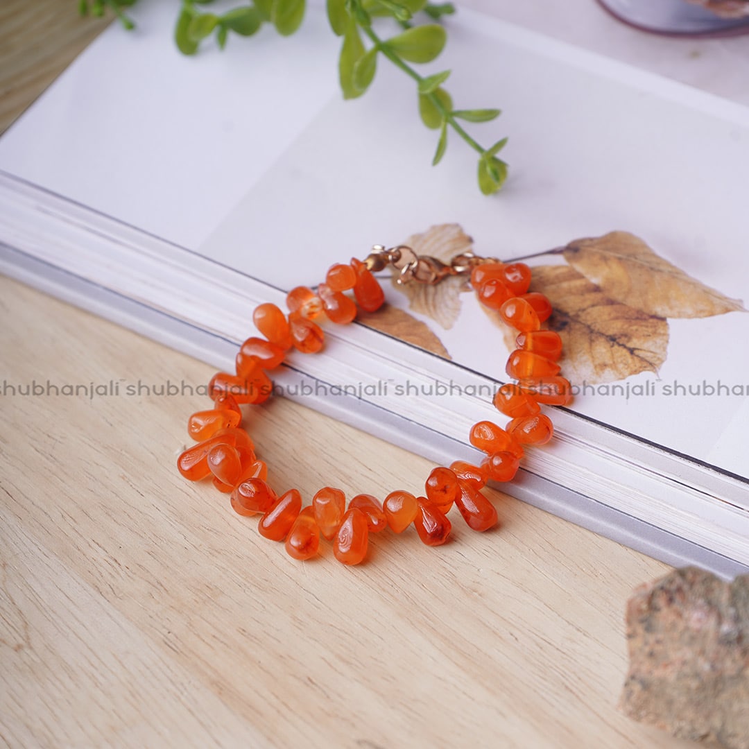 Red Carnelian Tear Drop Beads Bracelet