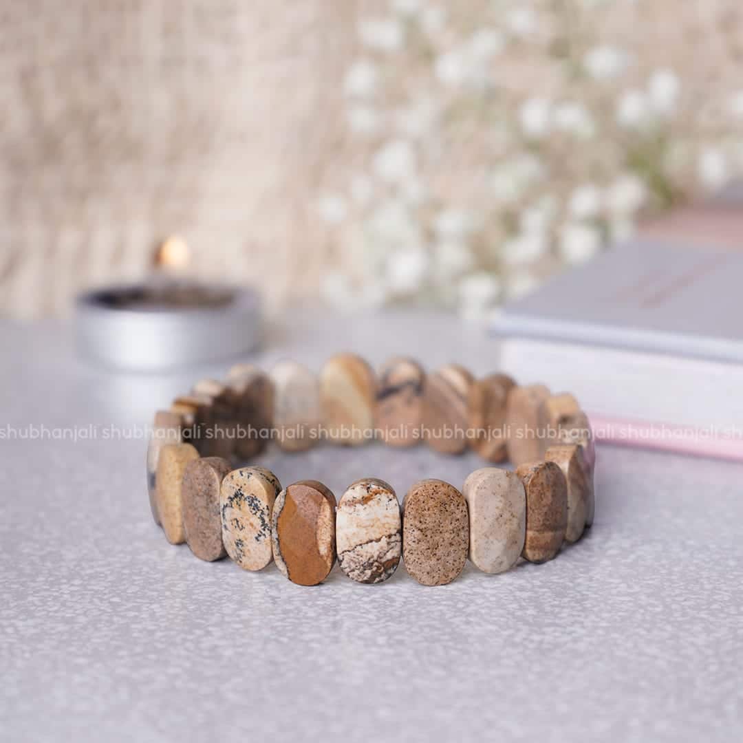 Picture Jasper Oval Faceted Bracelet