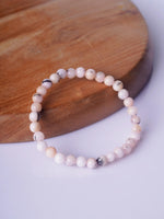 Load image into Gallery viewer, 6 mm Pink Opal Round Stone 32 Beads Elastic Bracelet
