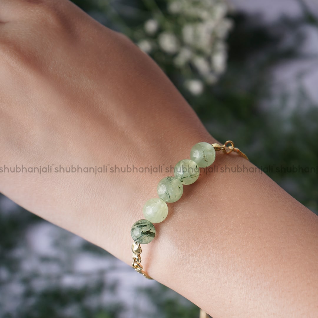 Prehnite Five Beads Bracelet