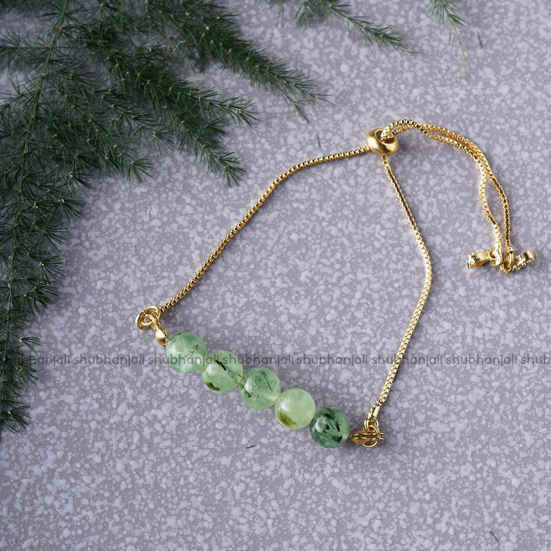 Prehnite Five Beads Bracelet