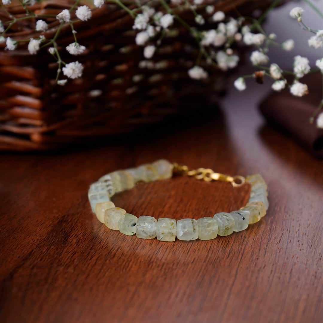 Prehnite Cube Beads Bracelet