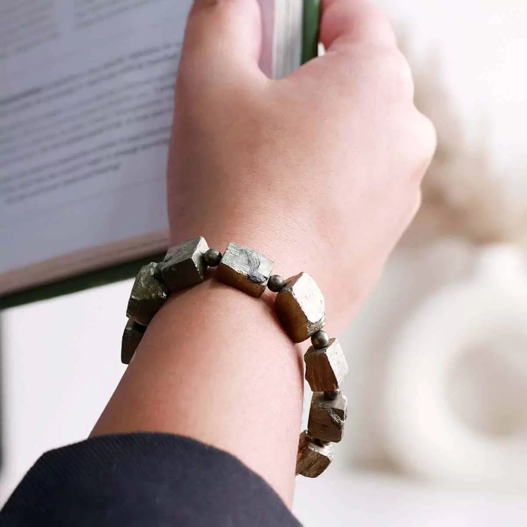 Pyrite Bracelet In Cube Beads Shape