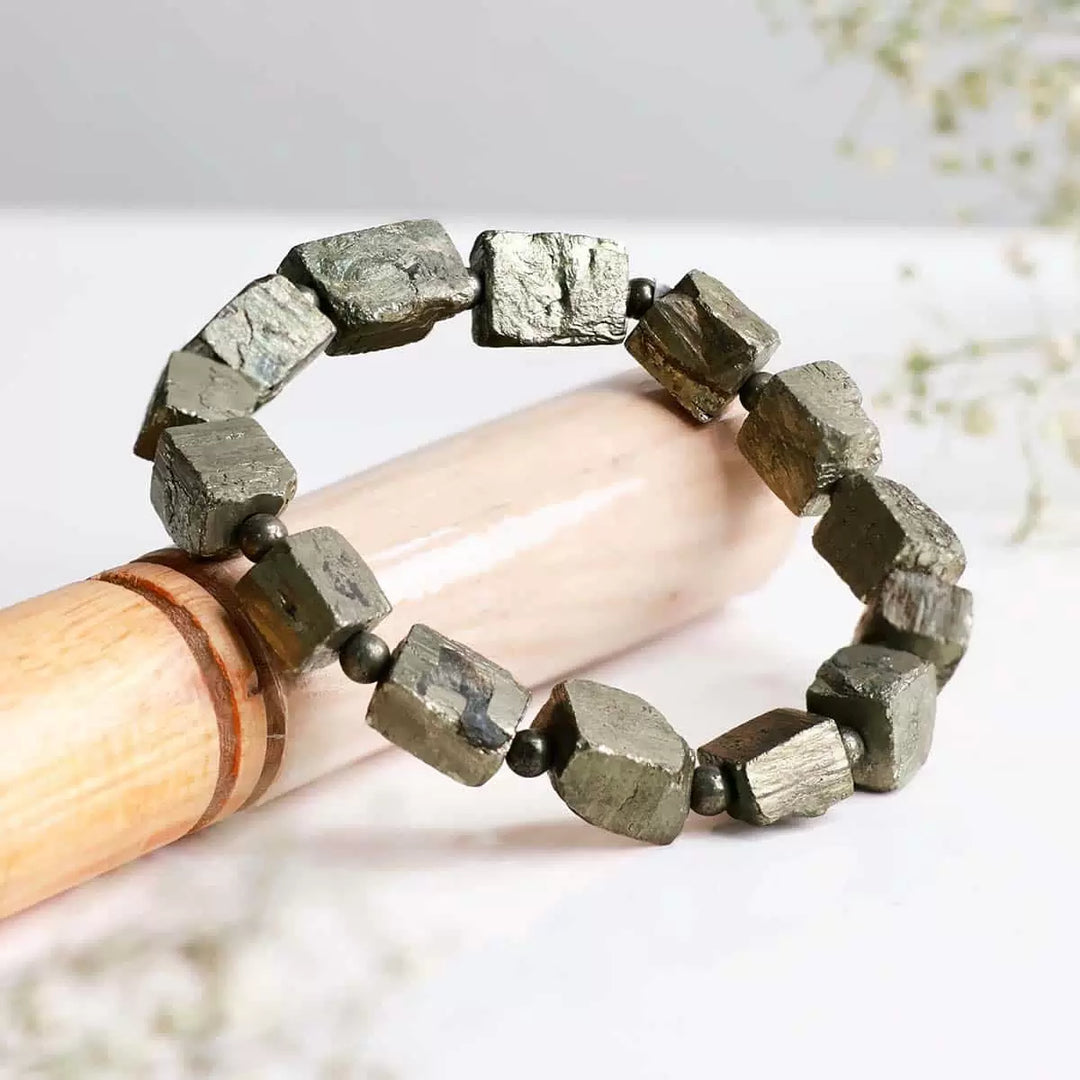 Pyrite Bracelet In Cube Beads Shape