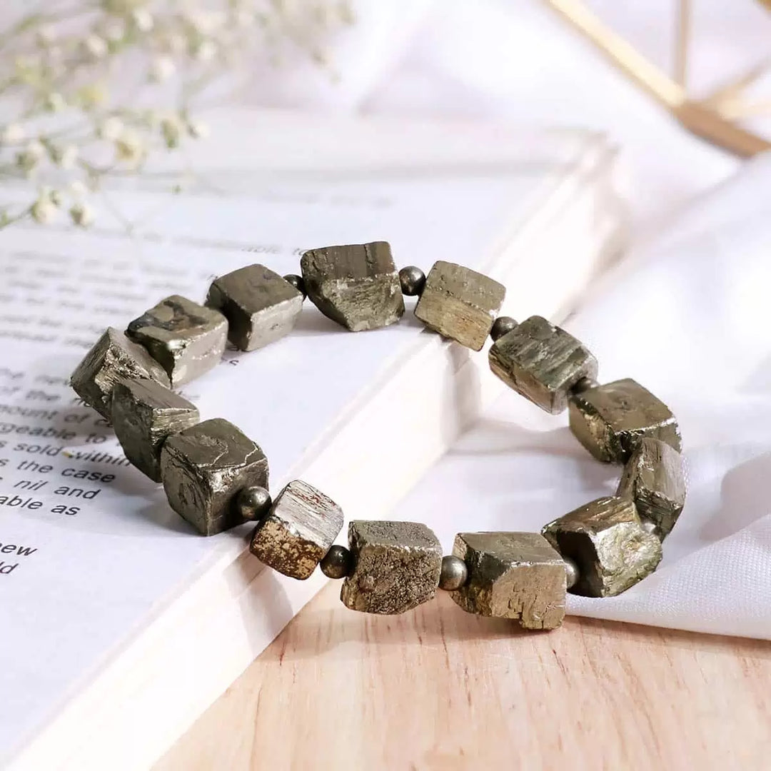 Pyrite Bracelet In Cube Beads Shape