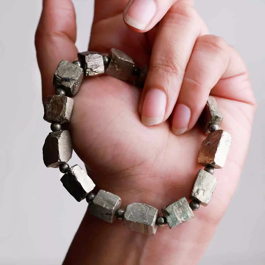 Pyrite Bracelet In Cube Beads Shape