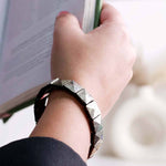 Load image into Gallery viewer, Pyrite Bracelet In Pyramid Shape Beads
