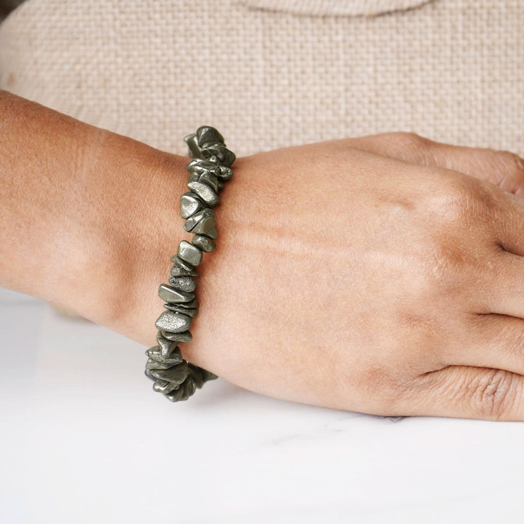 Pyrite Chips Stone Bracelet