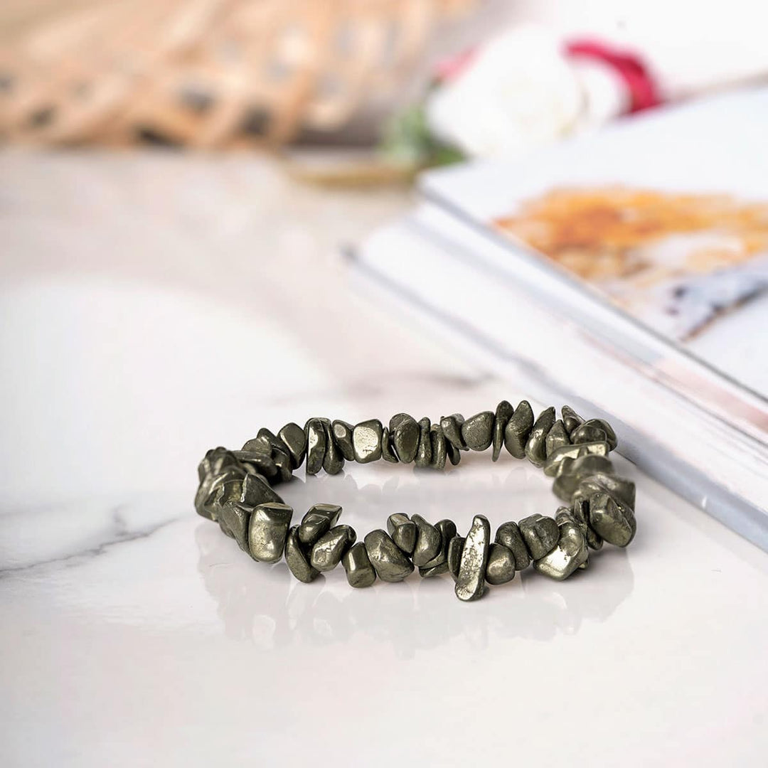 Pyrite Chips Stone Bracelet