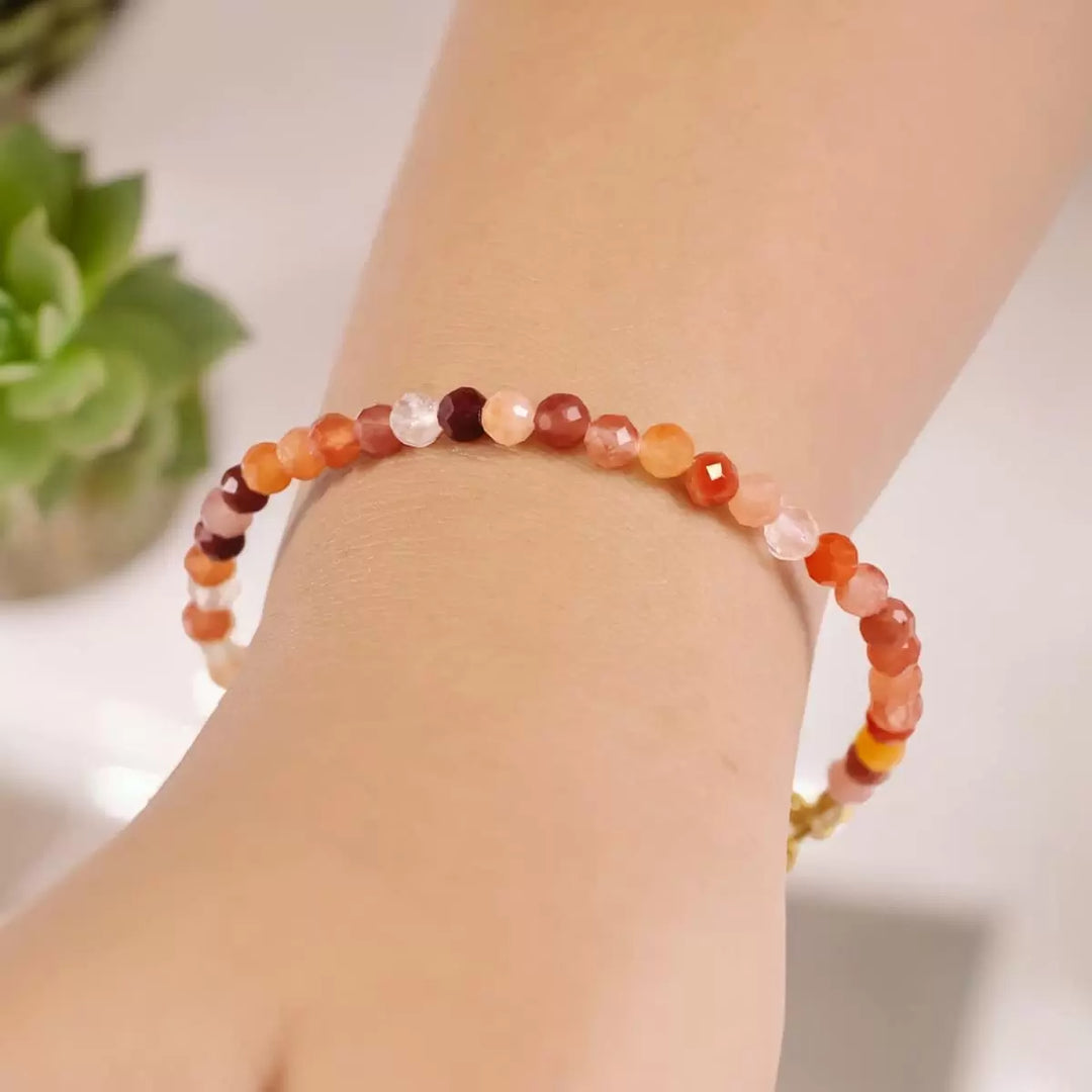 Red Carnelian Bracelet In 4mm Faceted Beads