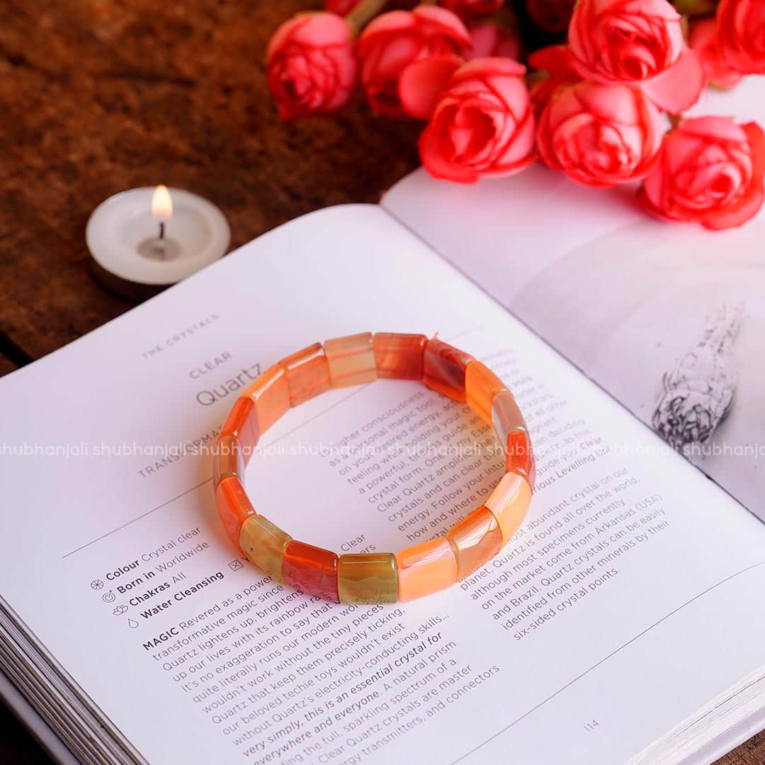 Red Carnelian Box Faceted Bracelet