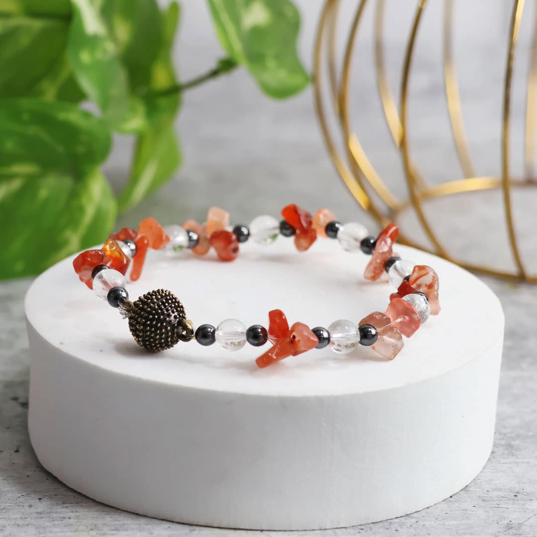 Red Carnelian Chips Magnetic Lock Bracelet