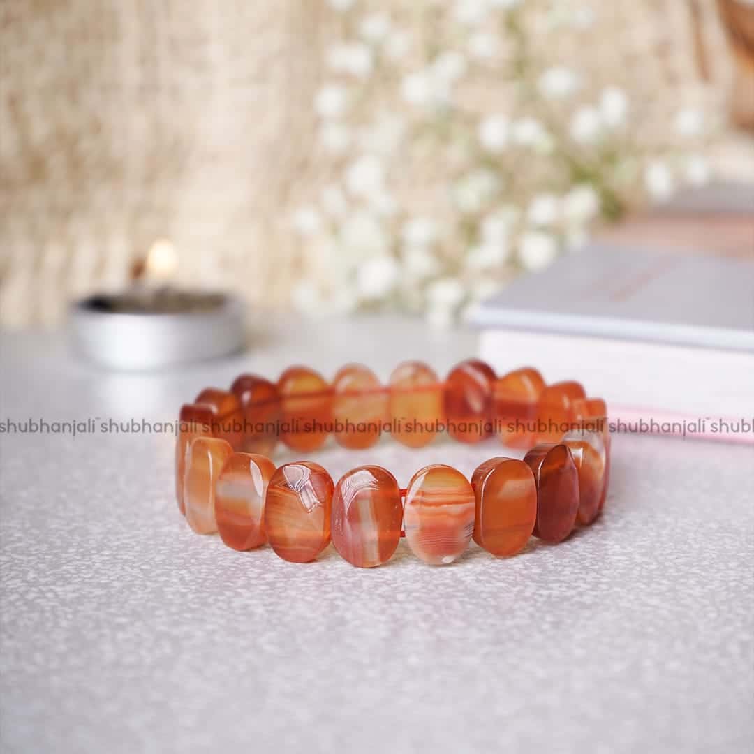 Red Carnelian Oval Faceted Bracelet