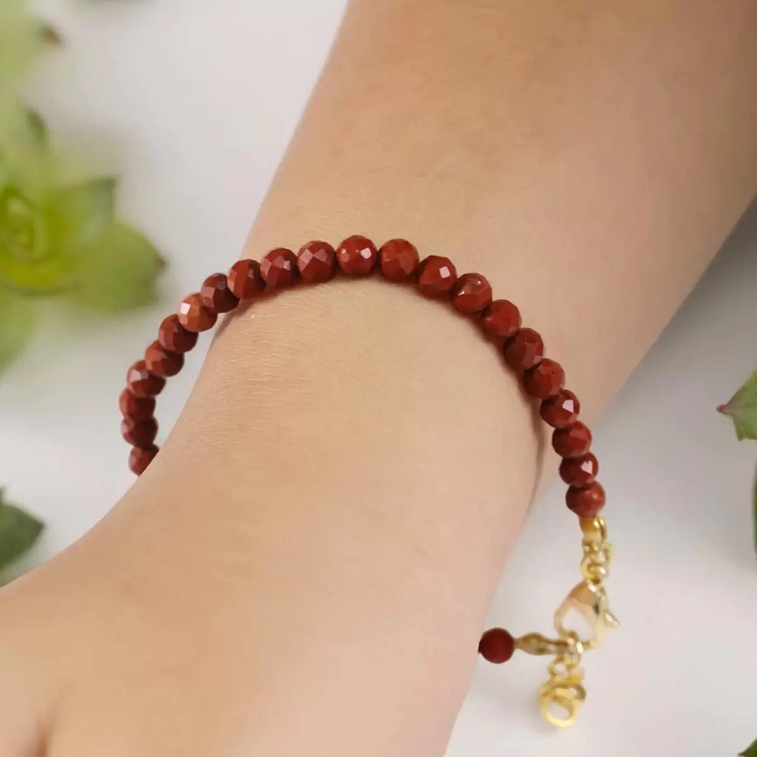 Red Jasper Bracelet In 4mm Faceted Beads