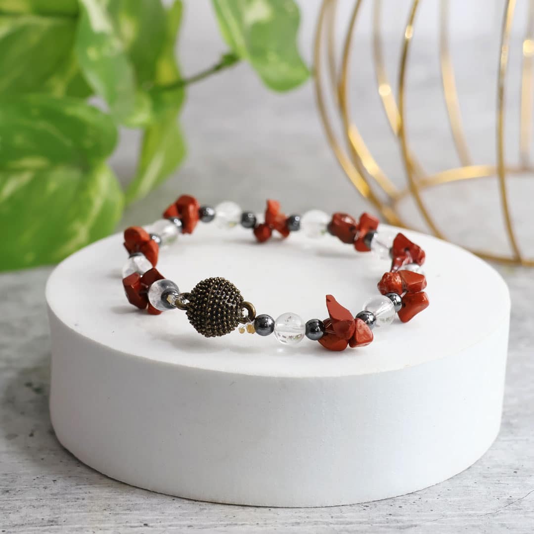 Red Jasper Chips Magnetic Lock Bracelet