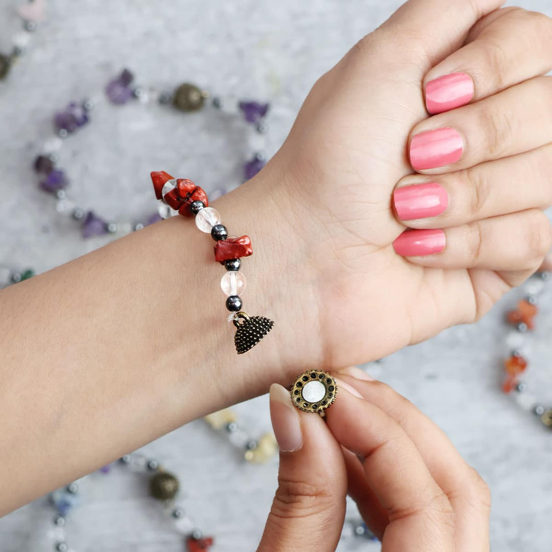 Red Jasper Chips Magnetic Lock Bracelet