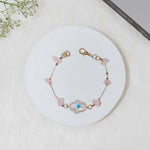Load image into Gallery viewer, Rose Quartz Chips Hamsa Hand Charm Chain Bracelet
