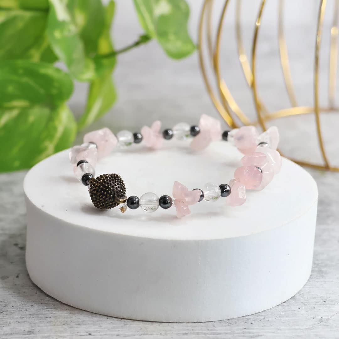 Rose Quartz Chips Magnetic Lock Bracelet